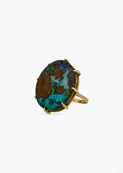 Andrea Fohrman fine jewelry 18k yellow gold boulder opal ring