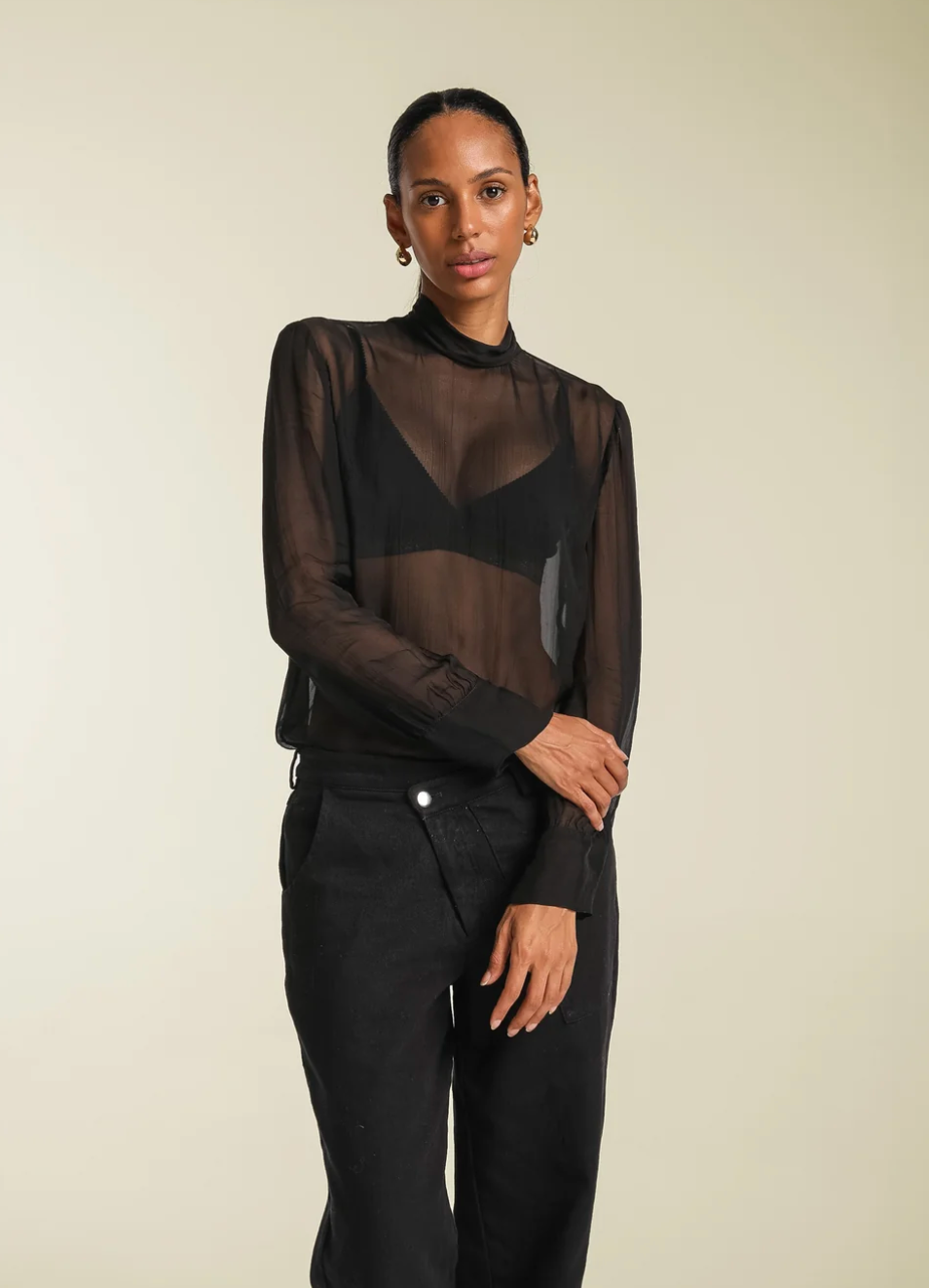 Awet Sophia Mesh Long Sleeve Turtleneck