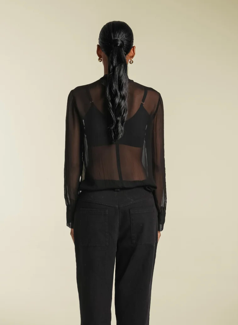 Person wearing Awet Sophia Mesh Long Sleeve Turtleneck