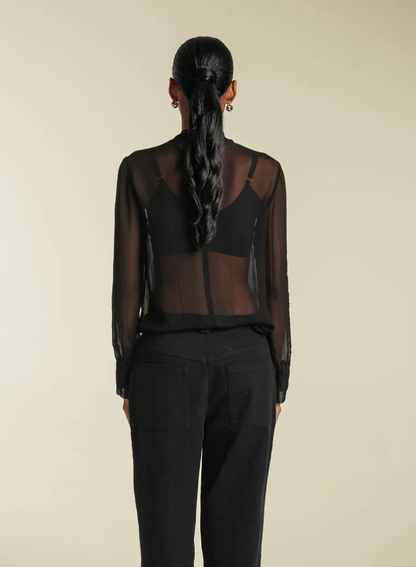 Person wearing Awet Sophia Mesh Long Sleeve Turtleneck