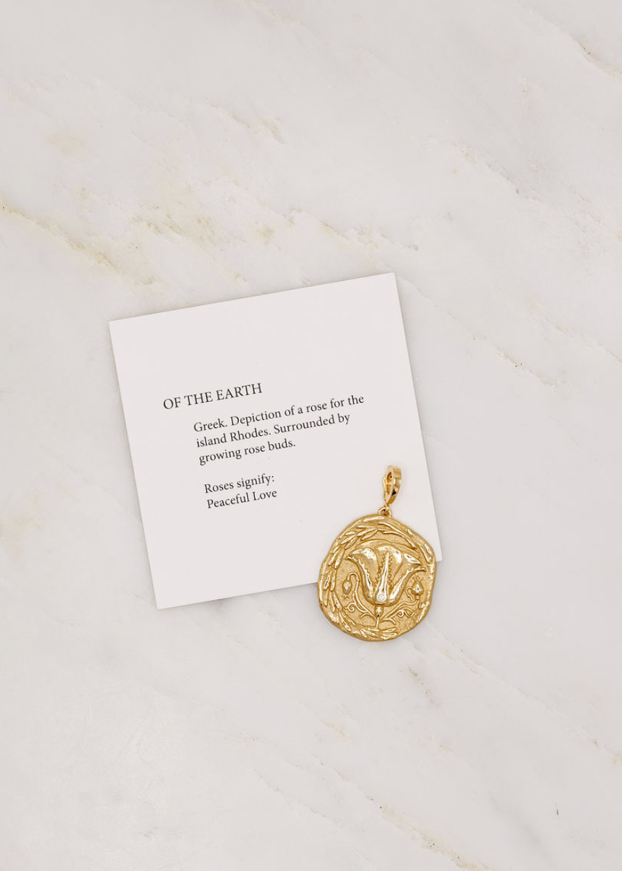 Azlee 18k Yellow Gold Of the Earth Large Diamond Coin Charm