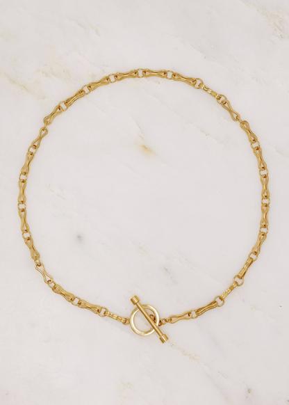 Azlee 18k Yellow gold Large Motif Double Link Toggle Chain