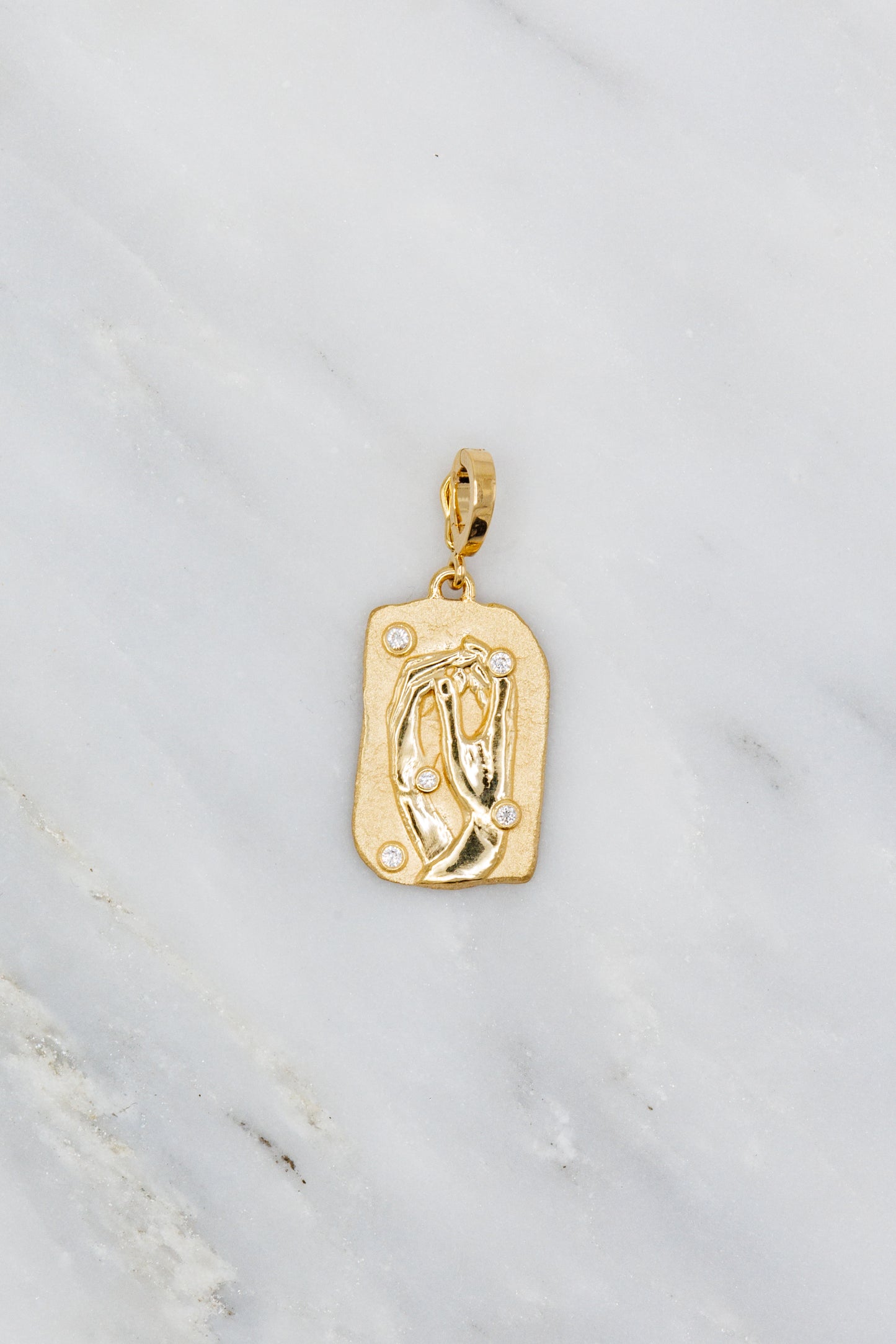 Azlee fine jewelry 18k Yellow Gold Diamond Collide Medium Relic Coin