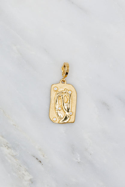 Azlee fine jewelry 18k Yellow Gold Diamond Collide Medium Relic Coin