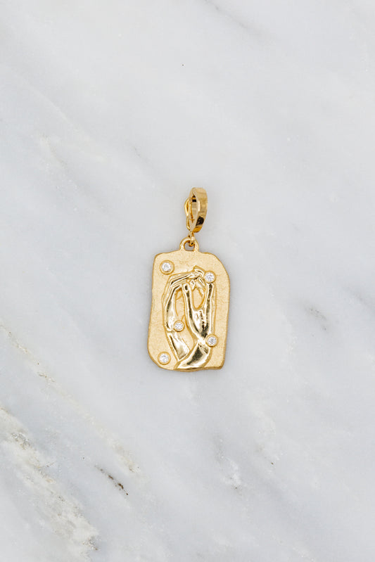 Azlee fine jewelry 18k Yellow Gold Diamond Collide Medium Relic Coin