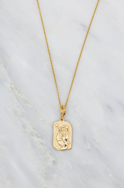 Azlee fine jewelry 18k Yellow Gold Diamond Collide Medium Relic Coin