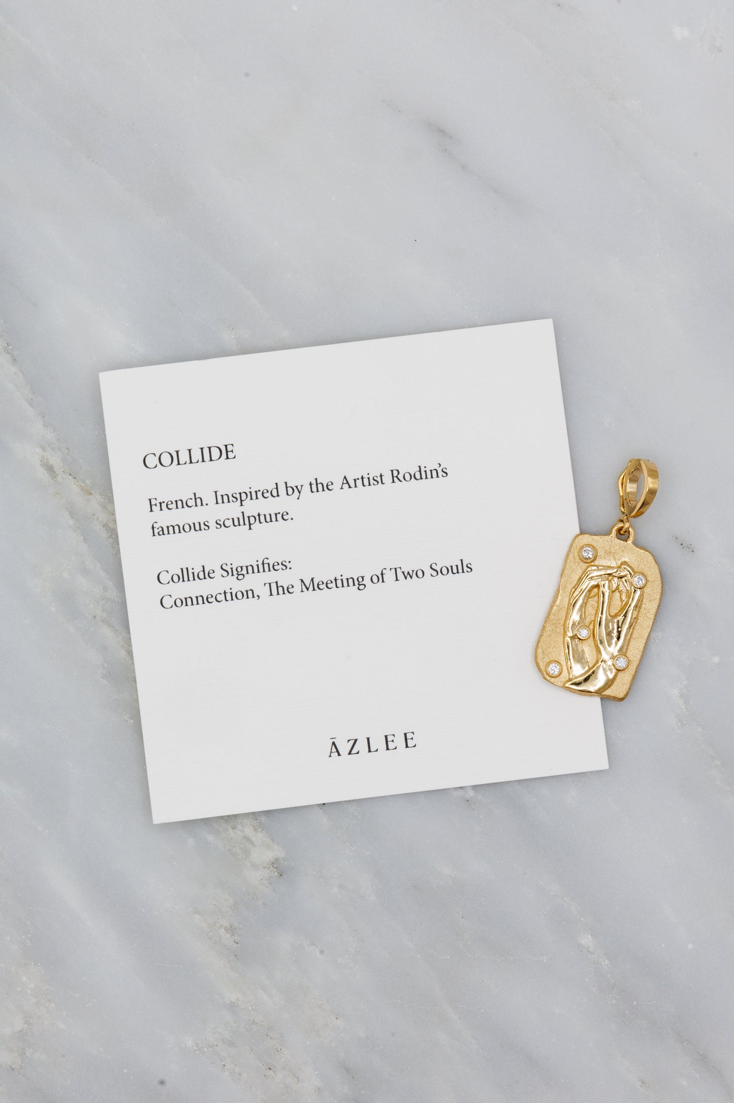 Azlee fine jewelry 18k Yellow Gold Diamond Collide Medium Relic Coin
