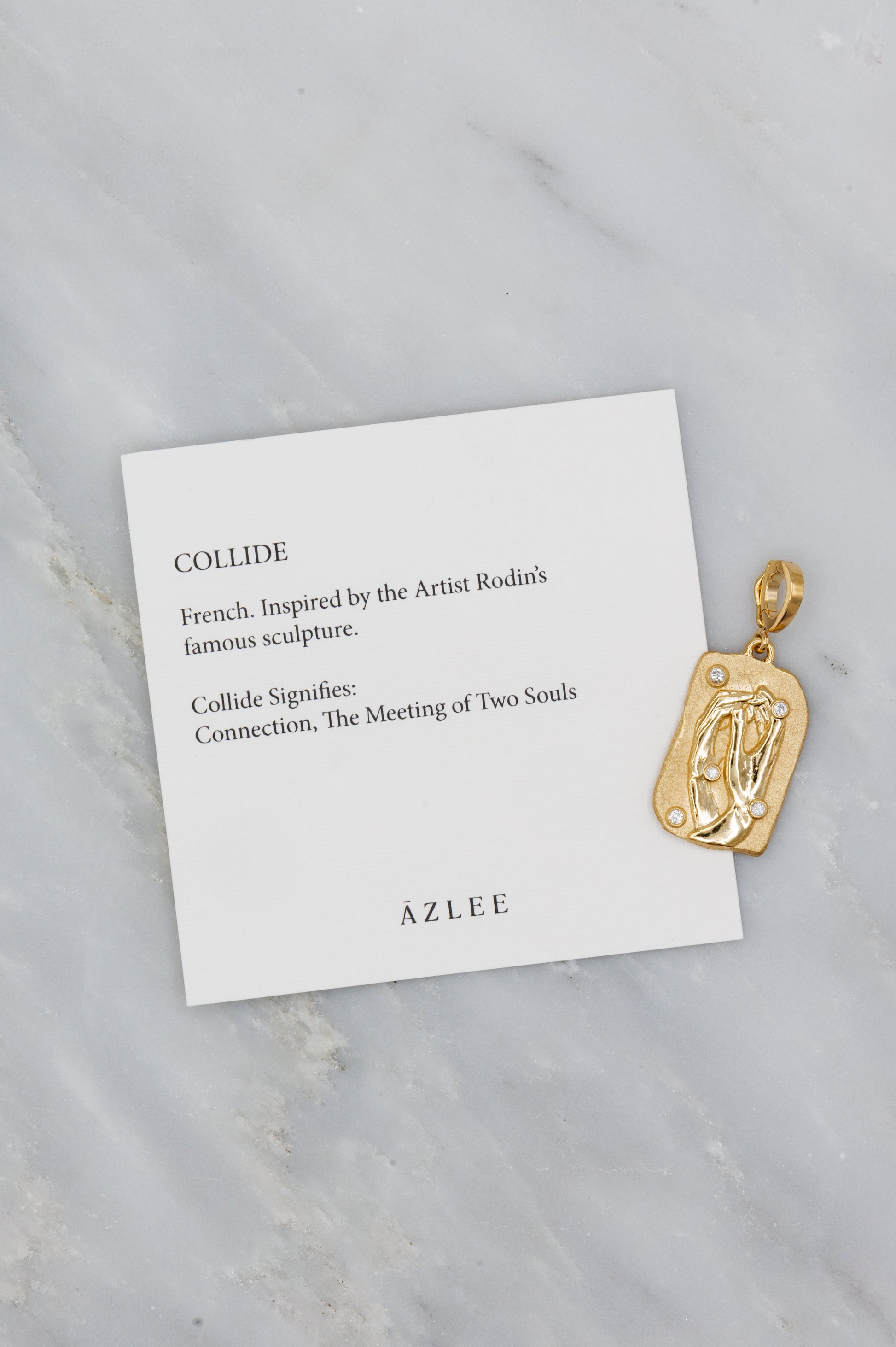 Azlee fine jewelry 18k Yellow Gold Diamond Collide Medium Relic Coin