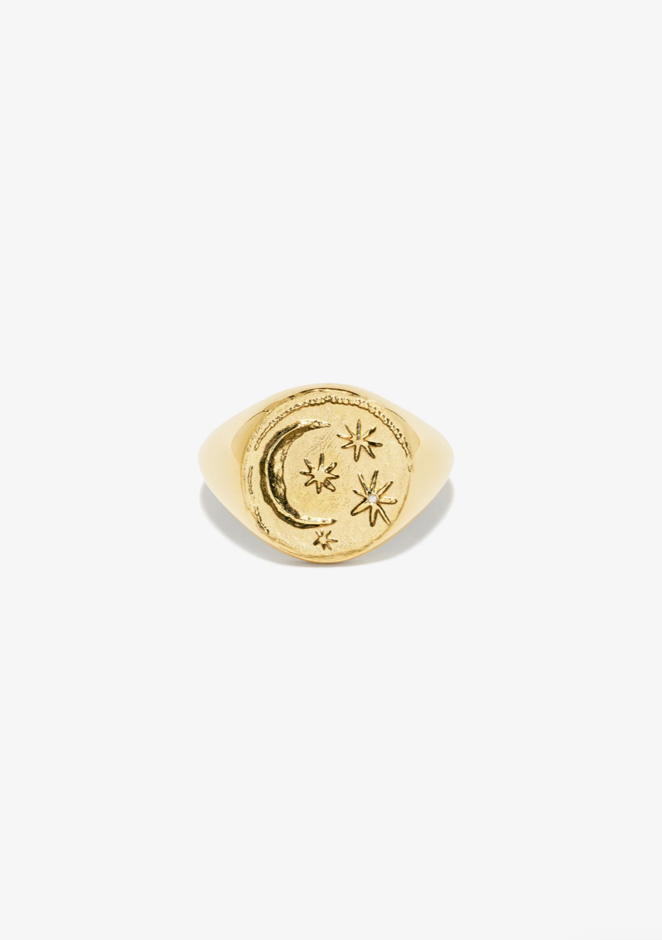 Azlee fine jewelry 18k yellow gold Cosmic Signet Coin Ring