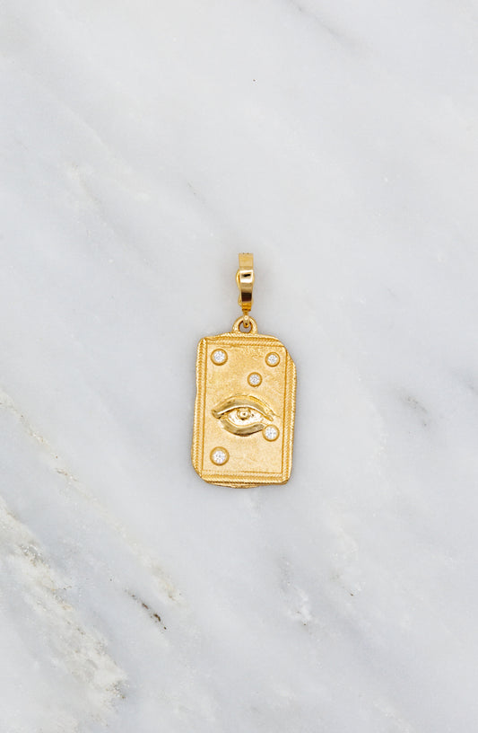 Azlee fine jewelry 18k yellow gold Guardian Medium Relic Coin