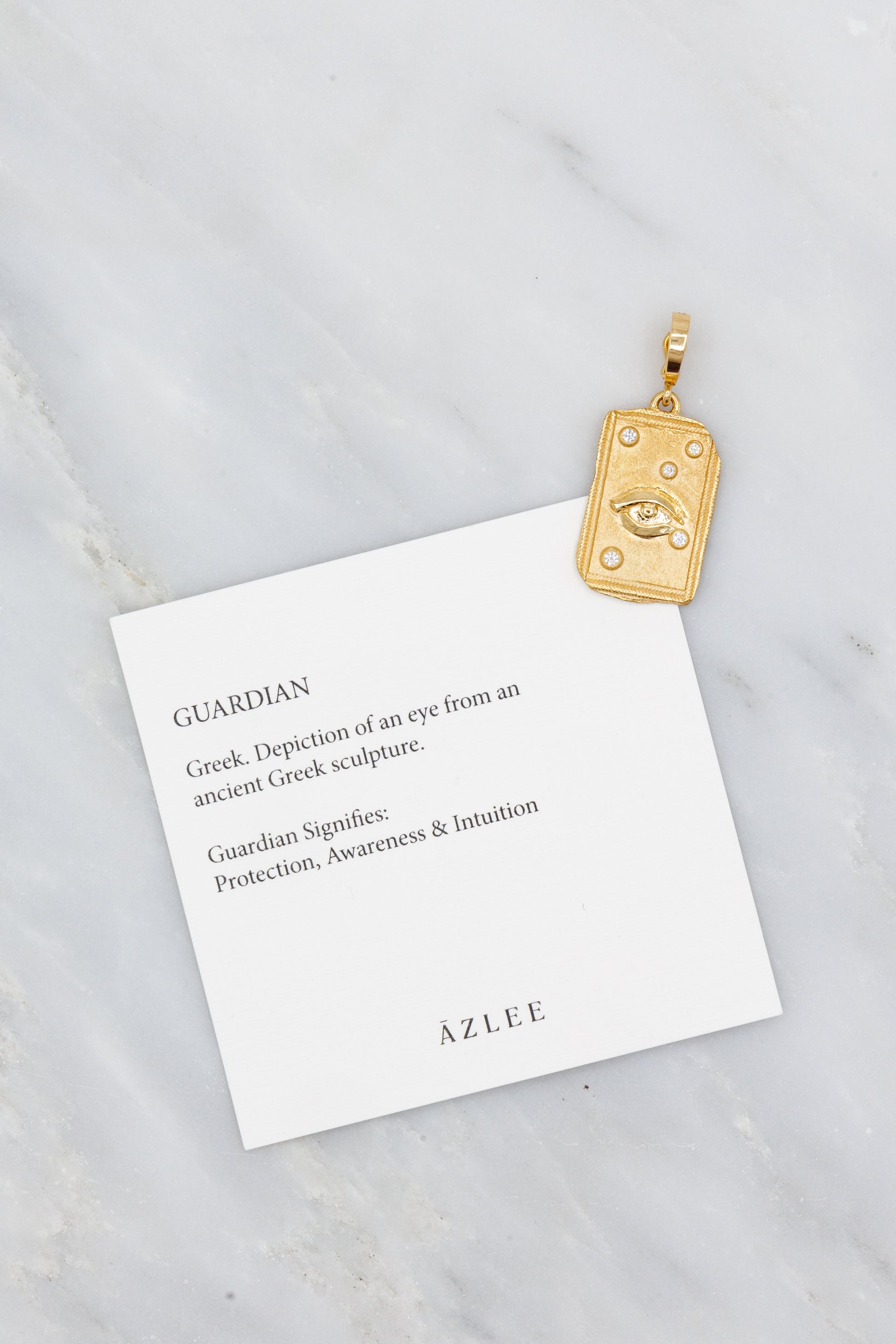 Azlee fine jewelry 18k yellow gold Guardian Medium Relic Coin