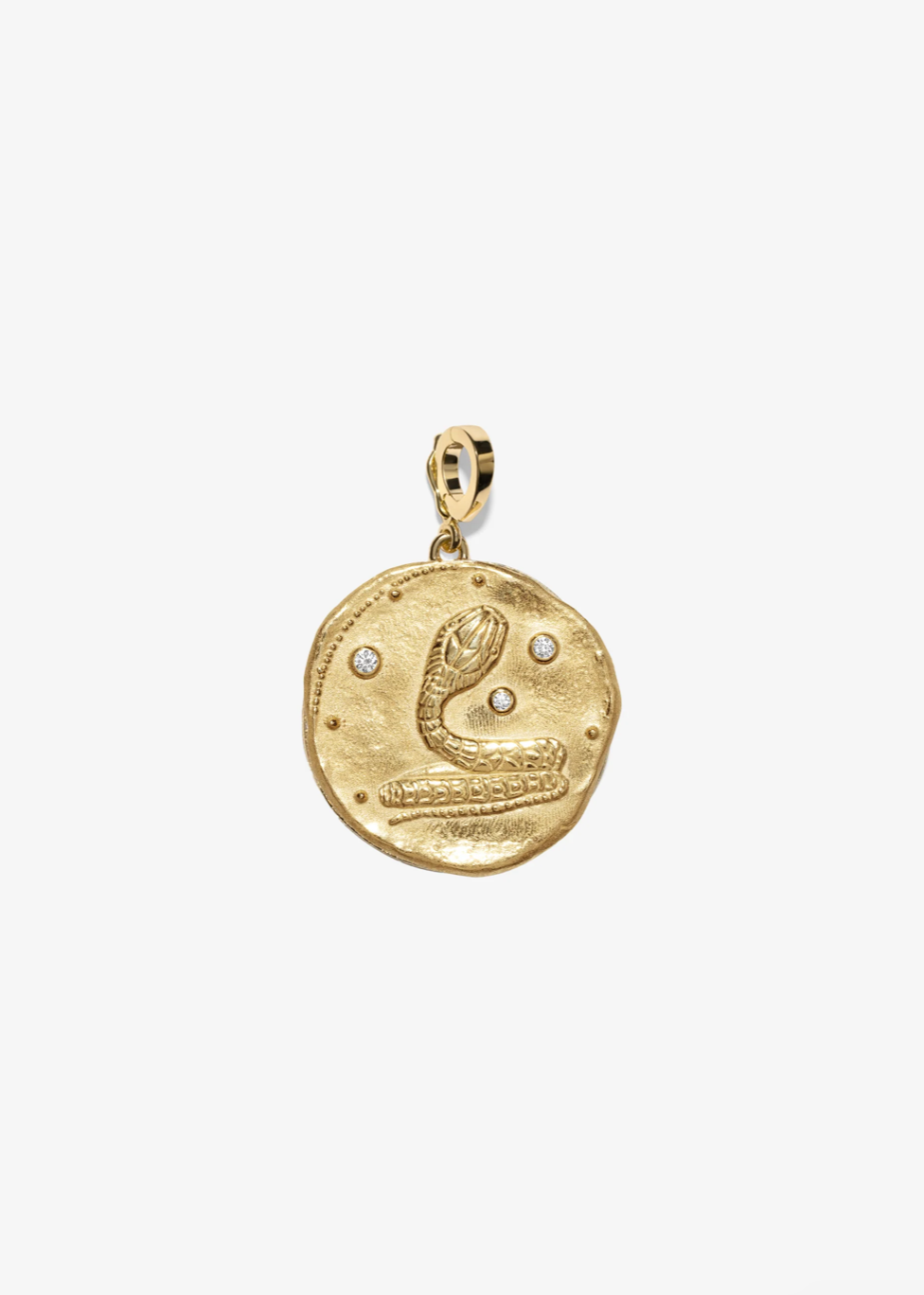 Azlee fine jewelry 18k yellow gold diamonds Renewal Serpent Large Coin