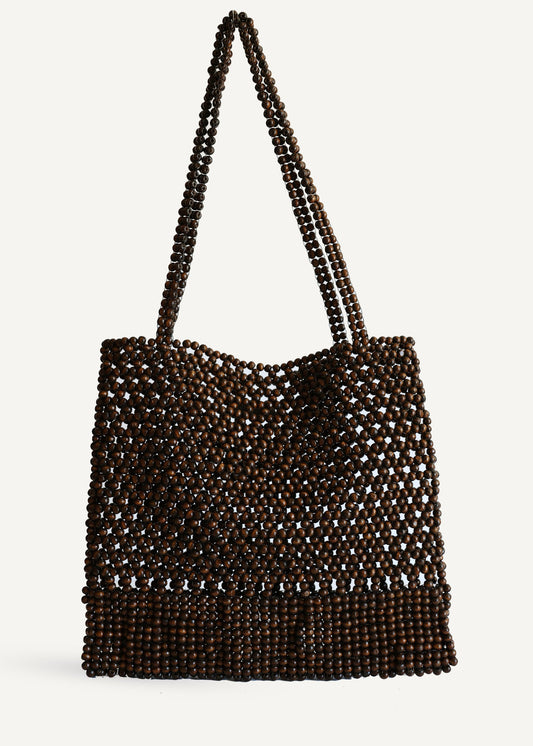 BEMBIEN-Onda-beaded tote in Brown