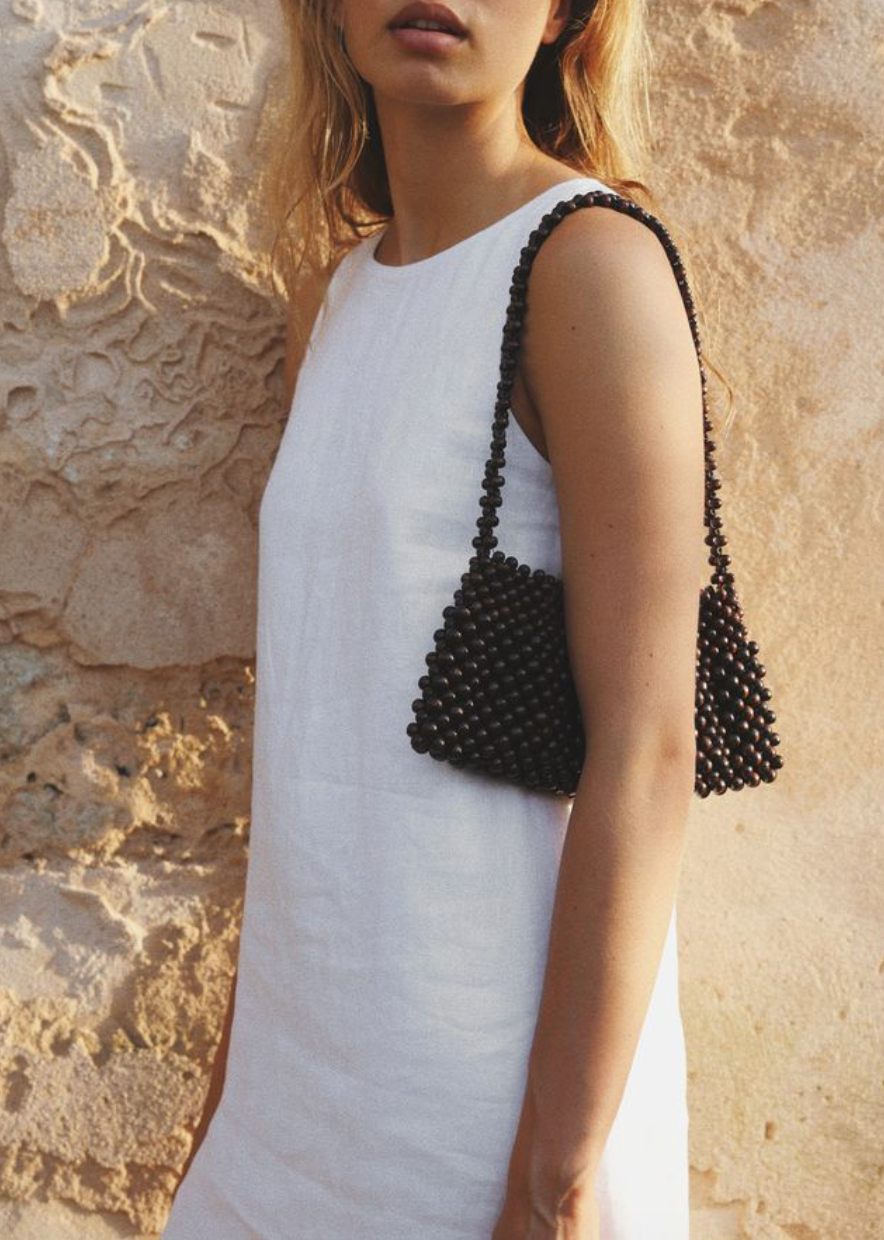 person carrying BEMBIEN-Terra beaded bag-Brown