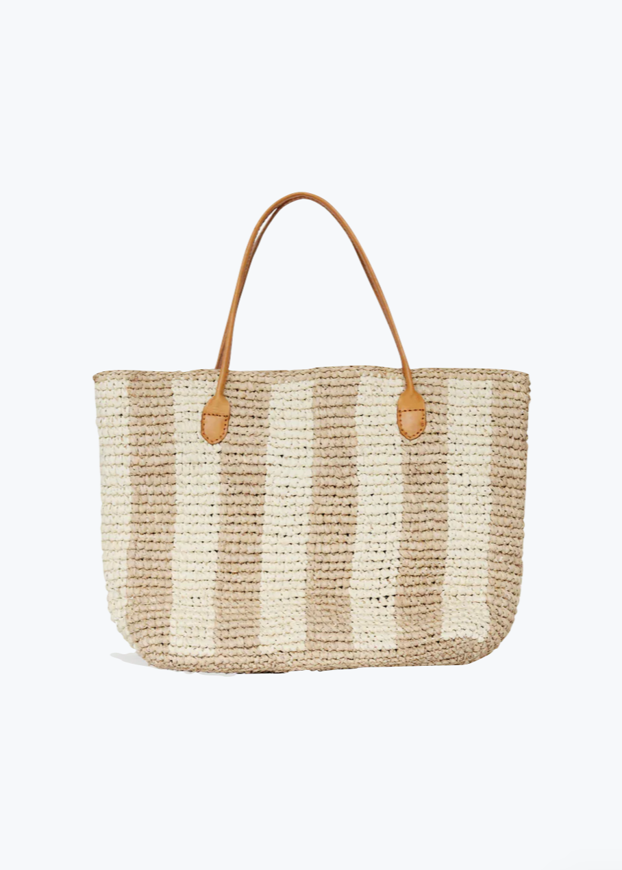 BEMBIEN Woven Franci Bag in Cream Stripe