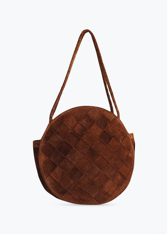 Bembien Emilia Grande Weave Bag in Brown Suede