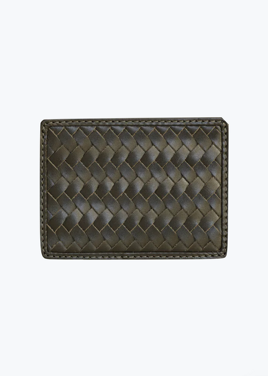 Bembien Nico Card Case in Olive woven leather