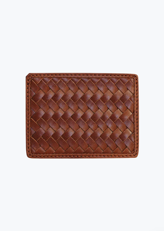 Bembien Nico Card Case in Sienna brown woven leather
