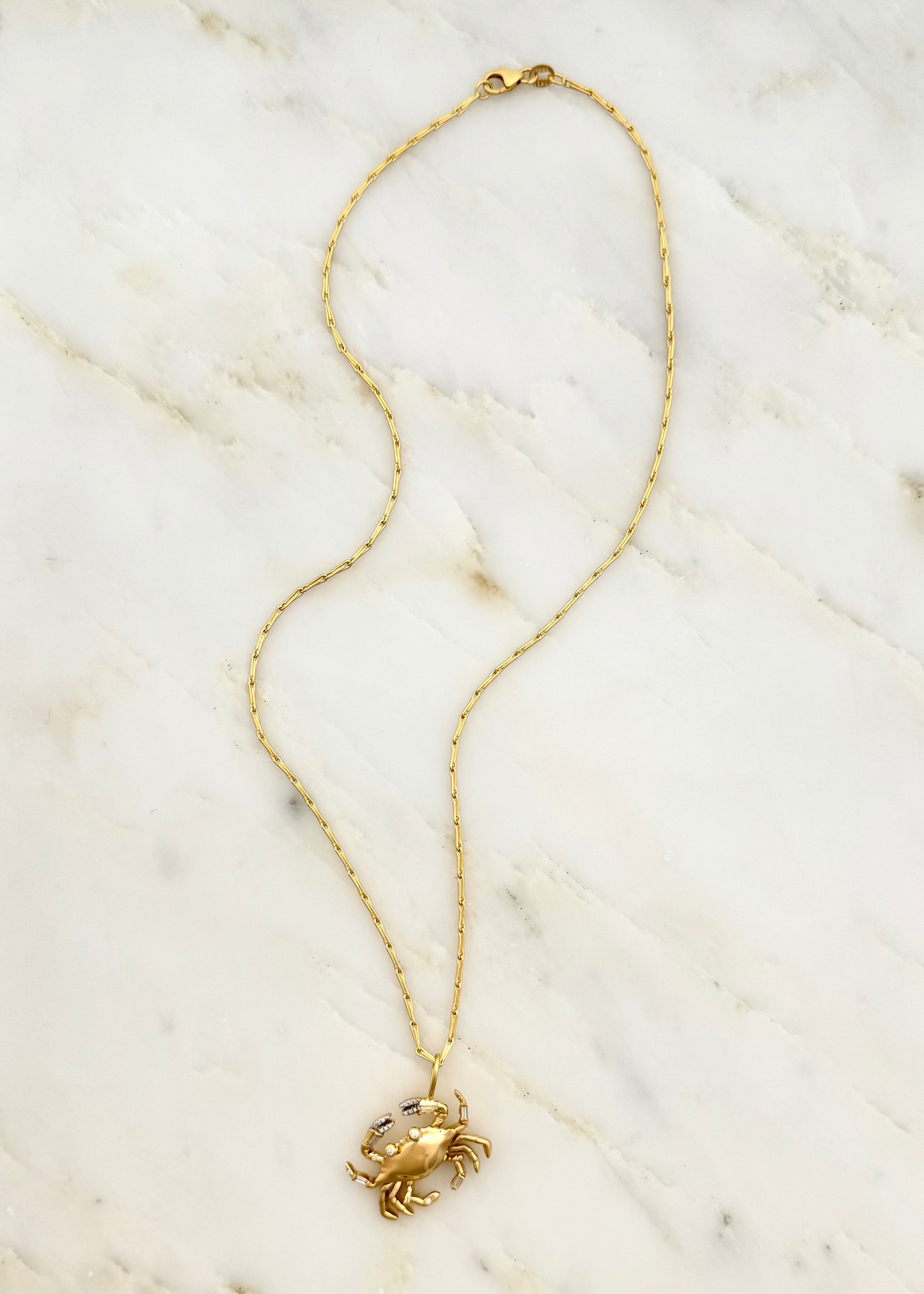 Brent Neale Fine Jewelry 18k gold and diamond Medium Zodiac Cancer Pendant Necklace