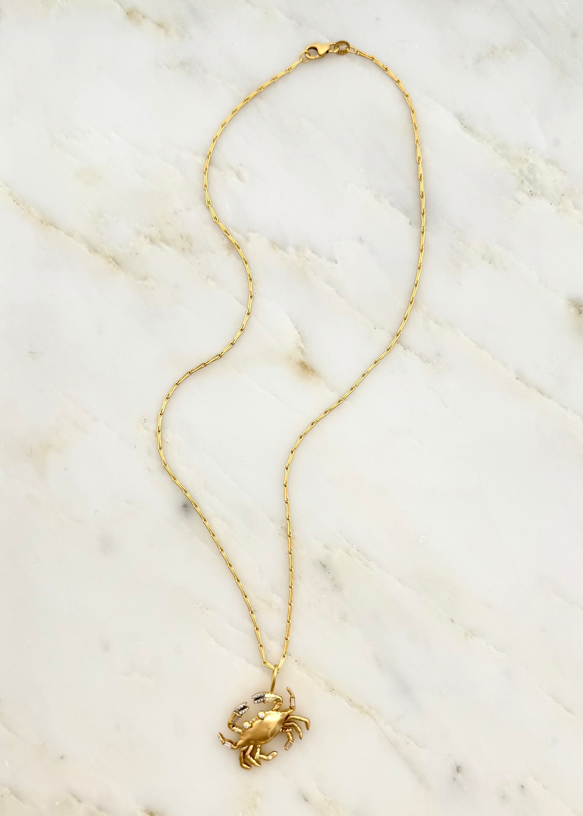 Brent Neale Fine Jewelry 18k gold and diamond Medium Zodiac Cancer Pendant Necklace