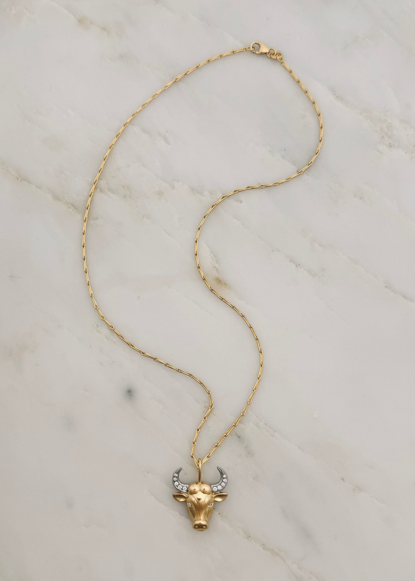 Brent Neale fine jewelry 18k yellow gold and diamond Medium Zodiac Taurus Pendant Necklace