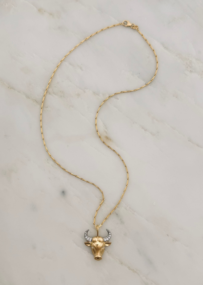 Brent Neale fine jewelry 18k yellow gold and diamond Medium Zodiac Taurus Pendant Necklace