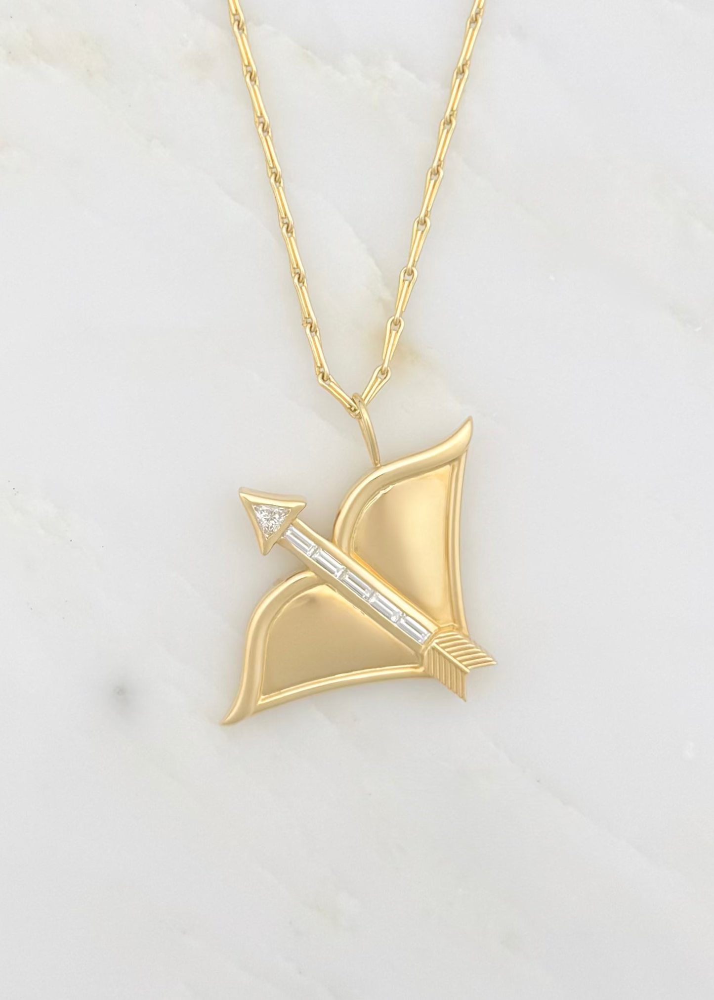Brent Neale fine jewelry 18k yellow gold diamond Large Sagittarius Zodiac Pendant Necklace