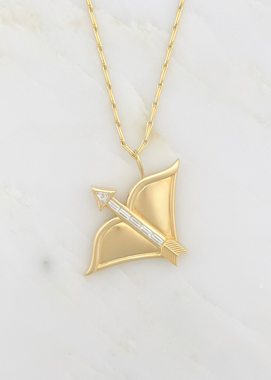 Brent Neale fine jewelry 18k yellow gold diamond Large Sagittarius Zodiac Pendant Necklace
