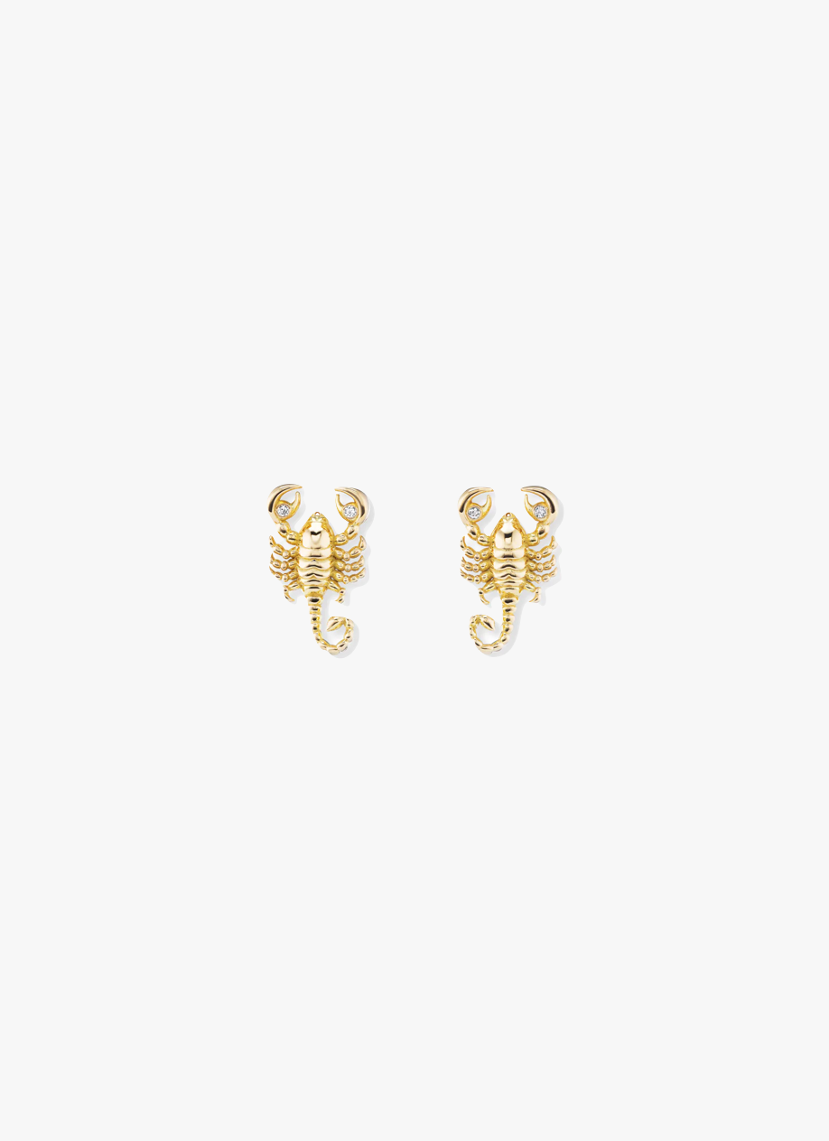 Brent Neale fine jewelry 18k yellow gold diamond Zodiac Scorpio Studs