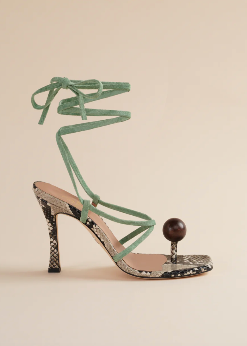 Brother Vellies Globe Sandal in Cactus Green Suede