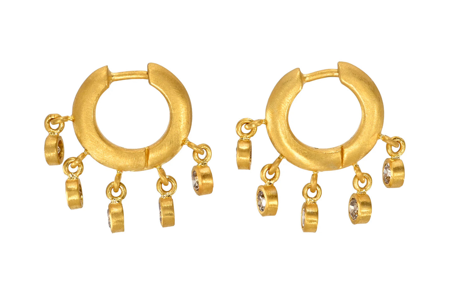 8mm Champagne Diamond Veil Signature Hoops