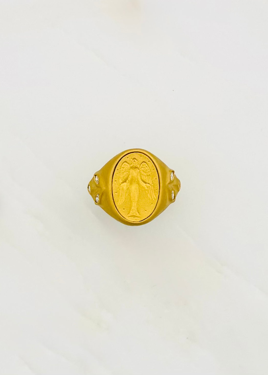 CATHY WATERMAN FINE JEWELRY 22K YELLOW GOLD DIAMOND Guardian Muse SIGNET Ring