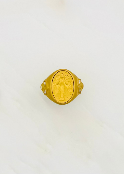 CATHY WATERMAN FINE JEWELRY 22K YELLOW GOLD DIAMOND Guardian Muse SIGNET Ring