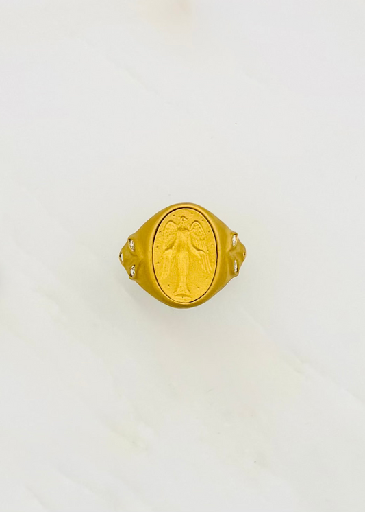 CATHY WATERMAN FINE JEWELRY 22K YELLOW GOLD DIAMOND Guardian Muse SIGNET Ring