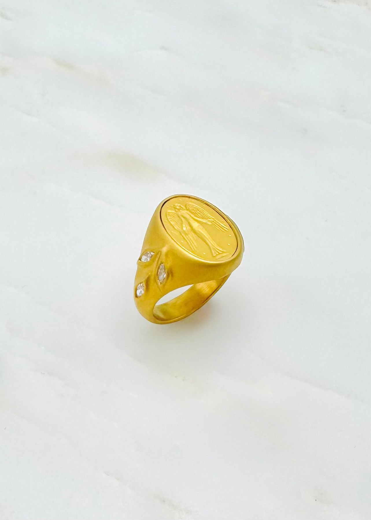 CATHY WATERMAN FINE JEWELRY 22K YELLOW GOLD DIAMOND Guardian Muse SIGNET Ring
