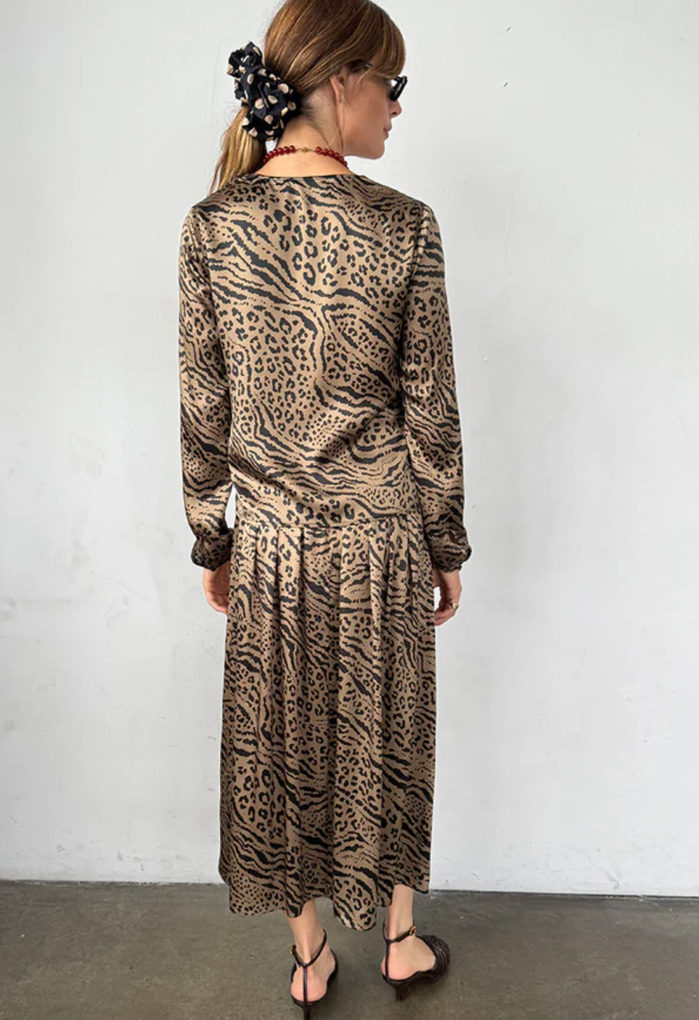 Person wearing CIao Lucia Pia Top in Leopard Silk