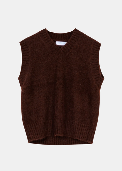 Calle del Mar Cashmere Vest in Chocolate Brown