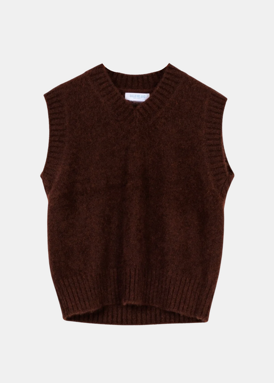 Calle del Mar Cashmere Vest in Chocolate Brown