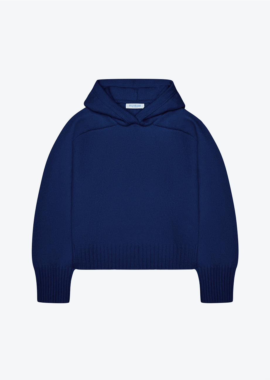 Calle del Mar womens Cashmere Hoodie in Navy Blue