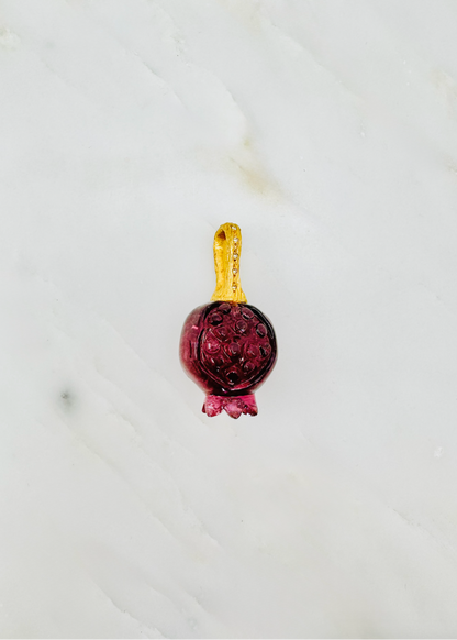 Cathy Waterman fine jewelry 22k yellow gold Carved Tourmaline Pomegranate Charm