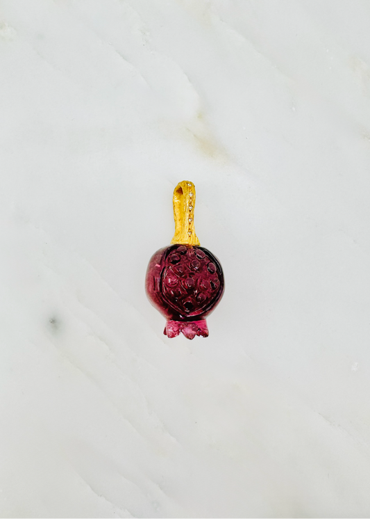 Cathy Waterman fine jewelry 22k yellow gold Carved Tourmaline Pomegranate Charm