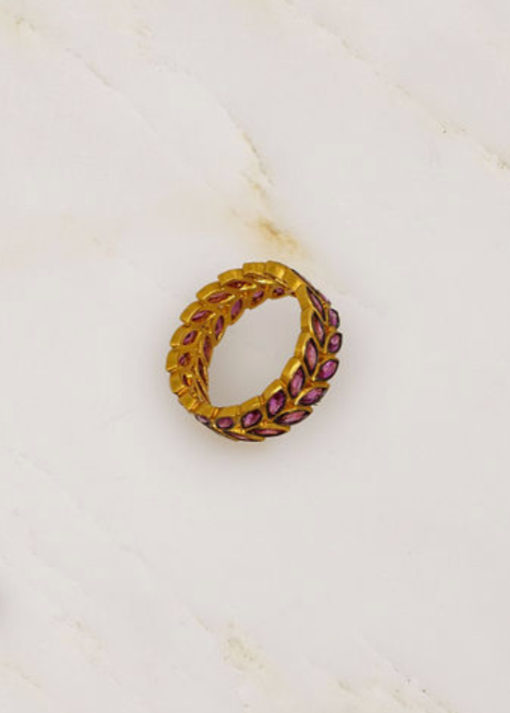 Cathy Waterman fine jewelry 22k yellow gold Pink Sapphire Branched Ring