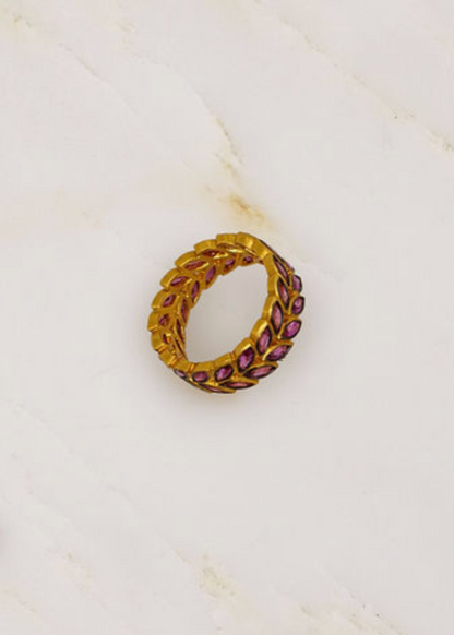 Cathy Waterman fine jewelry 22k yellow gold Pink Sapphire Branched Ring