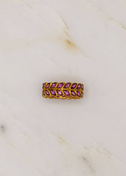 Cathy Waterman fine jewelry 22k yellow gold Pink Sapphire Branched Ring
