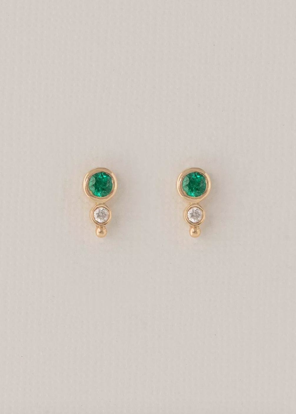 Celine Daoust 14k yellow gold Emerald and Diamond Studs