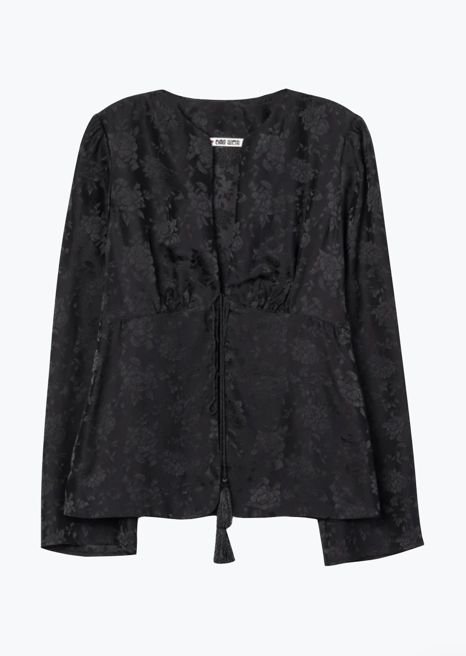 Ciao Lucia Jorgina Jacquard Silk Top Black