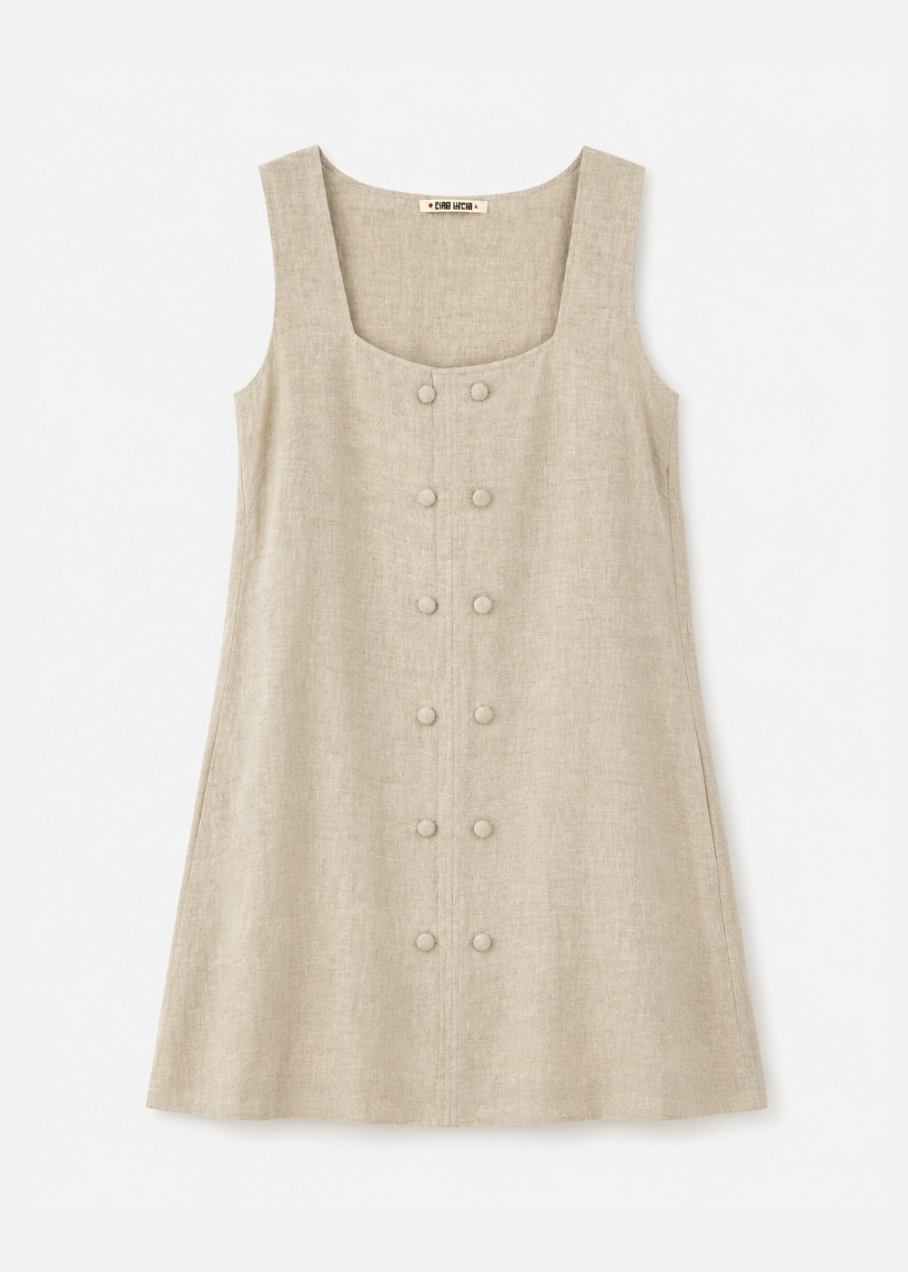 Ciao Lucia Virginie Linen Dress in Oatmeal