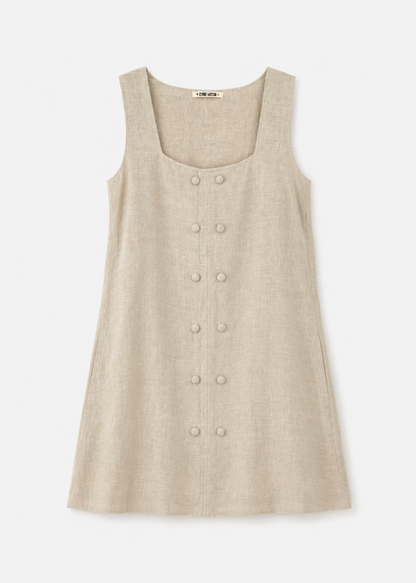 Ciao Lucia Virginie Linen Dress in Oatmeal
