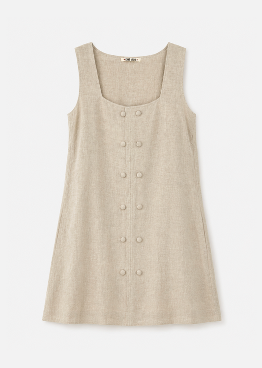 Ciao Lucia Virginie Linen Dress in Oatmeal