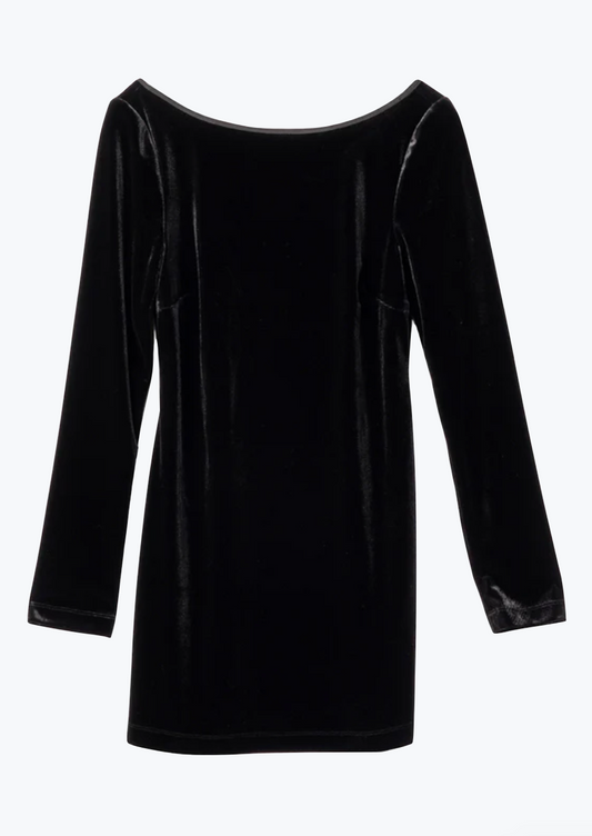 Ciao Lucia womens Genevieve Black Velvet Mini Dress with Bow